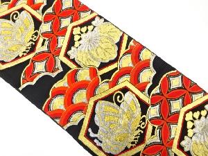 アンティーク　亀甲に蝶・桐模様織り出し袋帯（着用可）